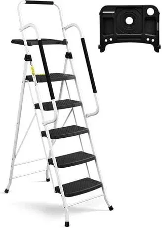 Photo 1 of * used * see all images *
5-Step Ladder, 330lbs, with Handrails and Tool Tray and Anti-Slip Pedal