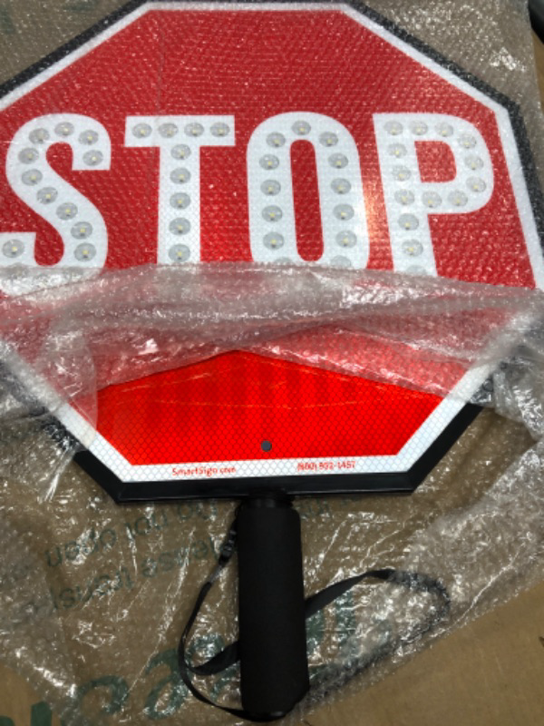 Photo 1 of 18" LED Flashing STOP-STOP Handheld Paddle Sign