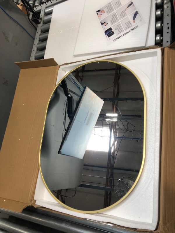 Photo 1 of 20x28 Inch Oval Bathroom Mirror - Luxurious Gold Vanity Mirror - Durable Metal Frame Wall Mirror for Living Room, Bedroom, and More - Hanging Horizontal or Vertical Gold Oval 20x28IN