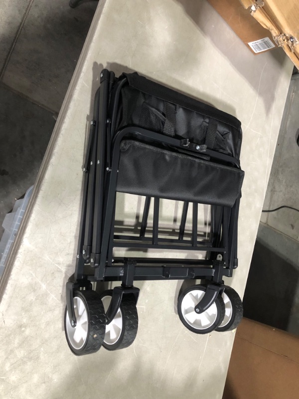 Photo 3 of ***USED - MISSING HANDLE - NO PACKAGING***
Collapsible Folding Wagon, Outdoor Utility Wagon, Wagon Cart Heavy Duty Foldable with 360° Rotation Wheels (Black)