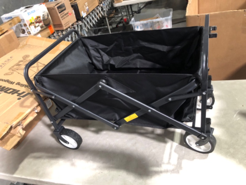 Photo 2 of ***USED - MISSING HANDLE - NO PACKAGING***
Collapsible Folding Wagon, Outdoor Utility Wagon, Wagon Cart Heavy Duty Foldable with 360° Rotation Wheels (Black)