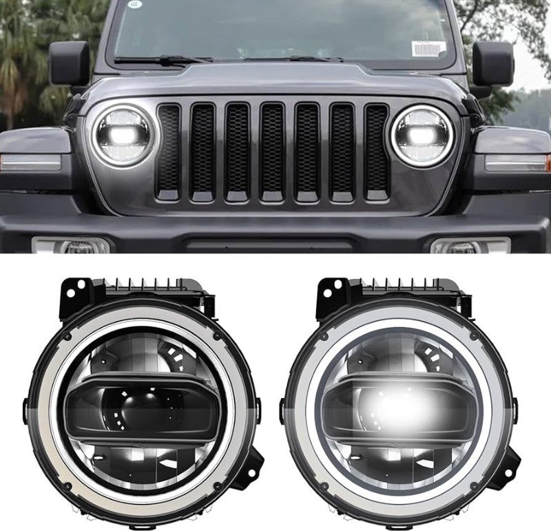 Photo 1 of LitMiRaCle LED Headlights For 2018-2023 Jeep Wrangler JL/Gladiator JT Accessories, Anti Flicker DOT Approved High Low Sealed Beam with Yellow Turn Signal Light, 2PCS