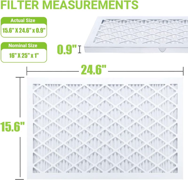 Photo 1 of 16x25x1 MERV 11 Air Filter,AC Furnace Air Filter,Reusable ABS Plastic Frame, 7 Pack Replaceable Filter Media (Actual Size: 15 3/4" x 24 3/4" x 3/4")