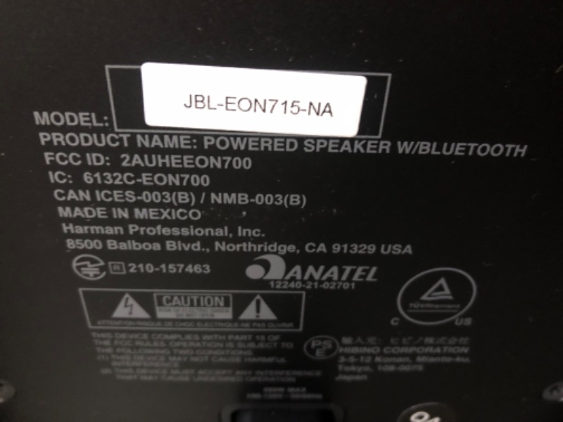 Photo 5 of ***USED - POWERS ON - UNABLE TO TEST FURTHER - SEE PICTURES - NO PACKAGING***
JBL Professional EON715 Powered PA Loudspeaker with Bluetooth, 15-inch 15-Inch Speaker EON700 series