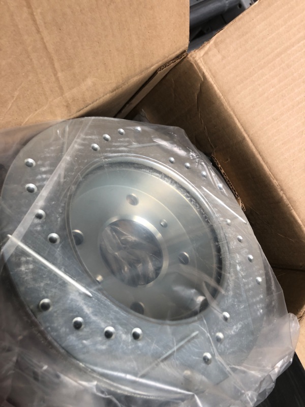 Photo 2 of Drilled and Slotted Silver Zinc Brake Rotor 631-67027R