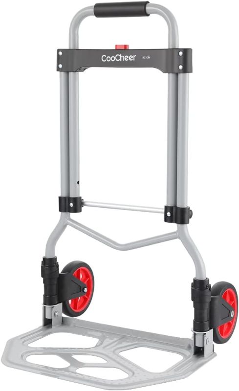 Photo 1 of COOCHEER 265LB Capacity Folding Hand Truck Dolly - 2 Wheel Foldable Dolly Cart, Collapsible Aluminum Luggage Cart, Moving Trolley with Wheels
