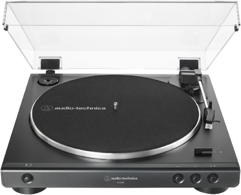 Photo 1 of Audio-Technica AT-LP60X-BK Fully Automatic Belt-Drive Stereo Turntable, Black, Hi-Fi, 2 Speed, Dust Cover, Anti-Resonance, Die-Cast Aluminum Platter
