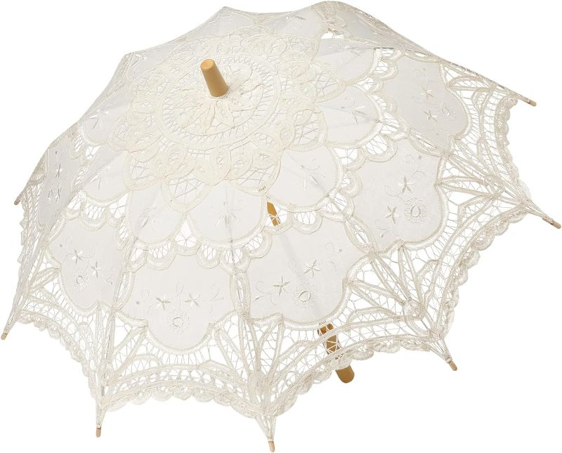 Photo 1 of BABEYOND Lace Umbrella Parasol Vintage Wedding Bridal Umbrella for Decoration Photo Lady Costume Tea Party