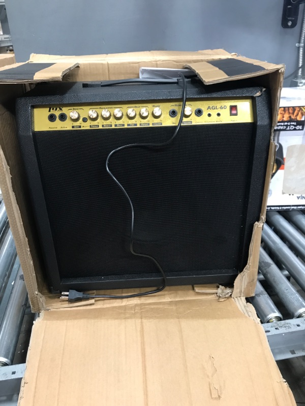 Photo 2 of LyxPro 60 Watt Electric Guitar Amplifier | Combo Solid State Studio & Stage Amp with 10” 4-Ohm Speaker, Custom EQ Controls, Drive, Delay, ¼” Passive/Active/Microphone Inputs, Aux in & Headphone Jack 60 Watt Black