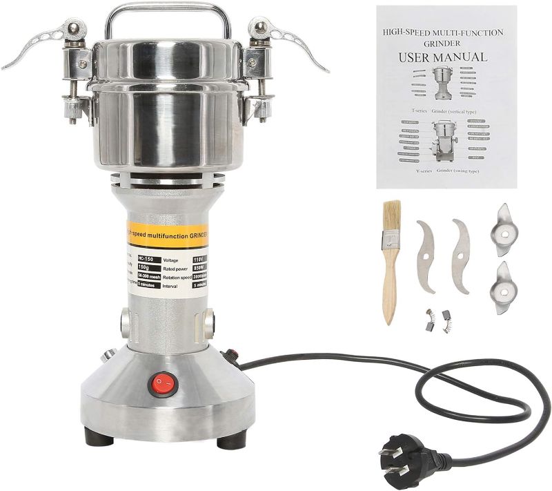 Photo 1 of (READ FULL POST) YaeMarine 150g Grain Mill Grinder High Speed Electric Stainless Steel Grinder Spice Herb Cereals Corn Flour Powder Machine (Capacity, 150g)
