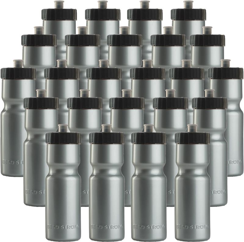 Photo 1 of 50 Strong Bulk Water Bottles | 24 Pack Sports Bottle | 22 oz. BPA-Free Easy Open with Pull Top Cap | Made in USA | Reusable Plastic Water Bottles for Adults & Kids | Top Rack Dishwasher Safe
