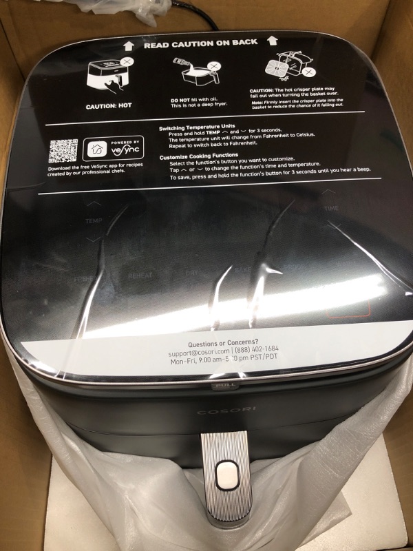 Photo 1 of COSORI Next Generation TurboBlaze 6.0-Quart Air Fryer: 9 Functions, 5 Speeds, Cooks Quickly and Evenly with Crispy Results, 95% Less Oil for Healthier Meals, Varied Recipes, Easy to Clean, Dark Gray 6.0 Quart Dark Gray