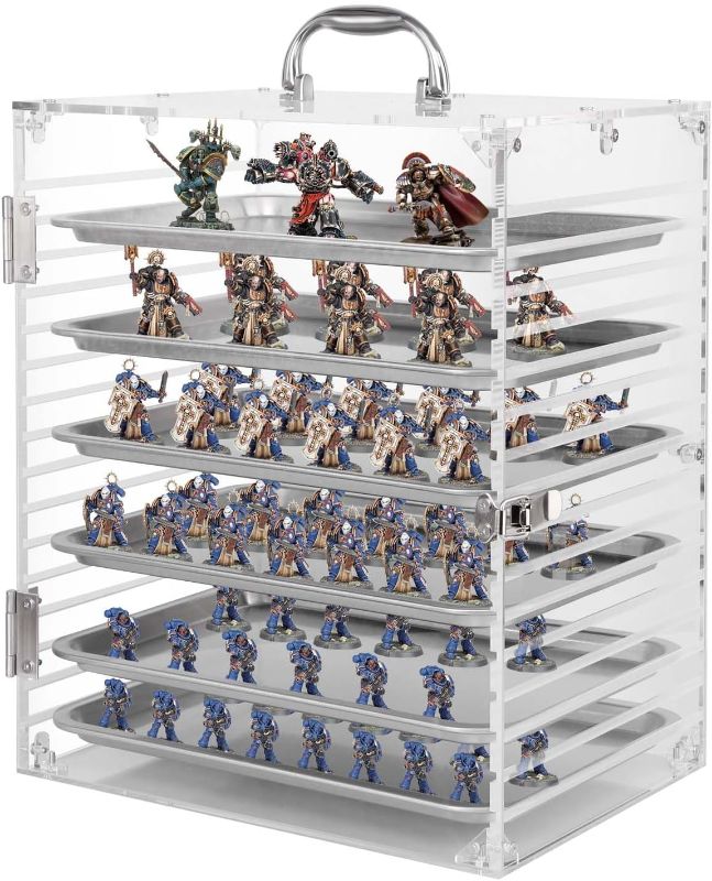 Photo 1 of (READ FULL POST) famad miniature carrying case for collectable miniatures storage lear acrylic actions figure display case with protective door compatible 