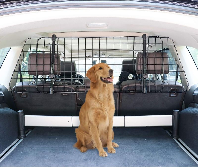 Photo 1 of Amazon Basics Adjustable Dog Car Barrier 55 x 2 x 16 Inch, Black
