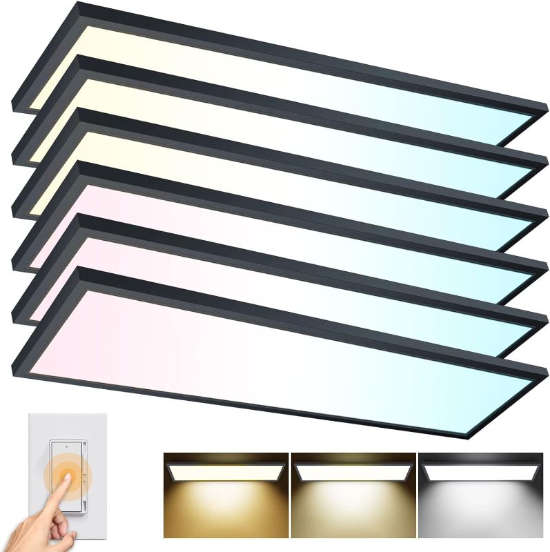 Photo 1 of AIKVSXER 1"x4" LED Flat Panel Light Surface Mount LED Ceiling Light, 5500LM 50W TRIAC 10-100% Dimmable, 3000/4000/5000k Selectable Kitchen Lights Ceiling Flush Mount for Garage/Basement/Laundry 6PACK
