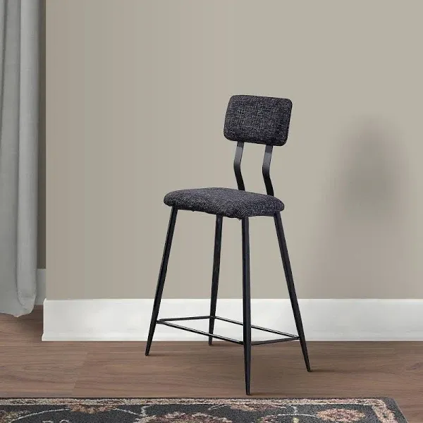 Photo 1 of 30 Inch Bar Height Chair, Padded Seating, Metal Legs, Black- Saltoro Sherpi
