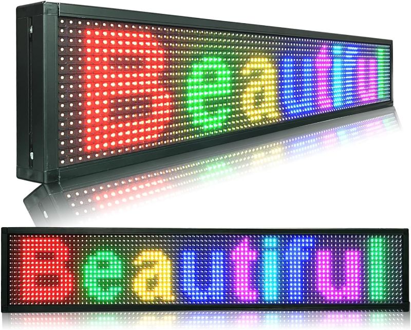 Photo 1 of Outdoor P6 Full Color LED Sign, 40''x18'' Support Scrolling Text LED Advertising Screen Use WiFi and Usb Programmable Image Video LED Display Board P6 40"x18"