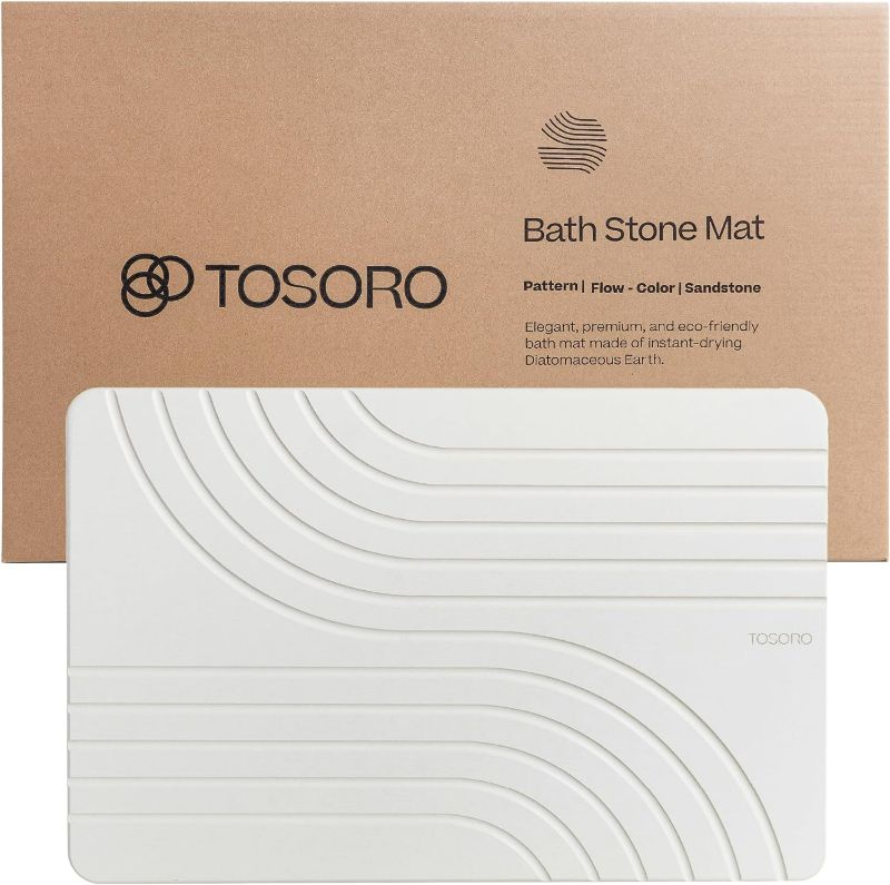 Photo 1 of (READ FULL POST) Stone Bath Mat, Diatomaceous Earth Non-Slip Stone Shower Mat - Quick Drying Absorbent Bath Stone Mat - Elegant & Modern Design, Easy to Clean (23.5 x 15 Sandstone)
