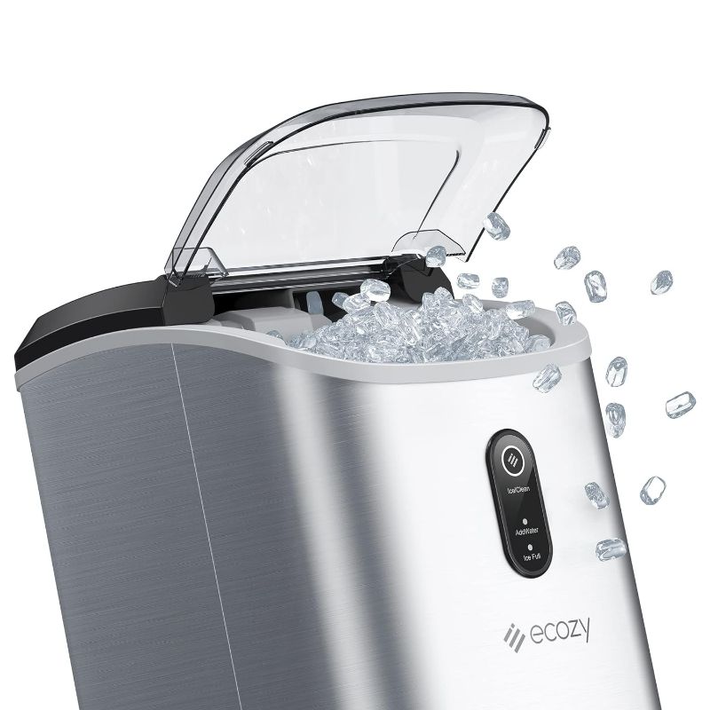 Photo 1 of (READ FULL POST) ecozy Portable Ice Maker Countertop, 9 Cubes Ready in 6 Mins, 26 lbs in 24 Hours, Self-Cleaning Ice Maker Machine with Ice Bags/Standing Ice Scoop/Ice Basket for Kitchen Office Bar Party, Black