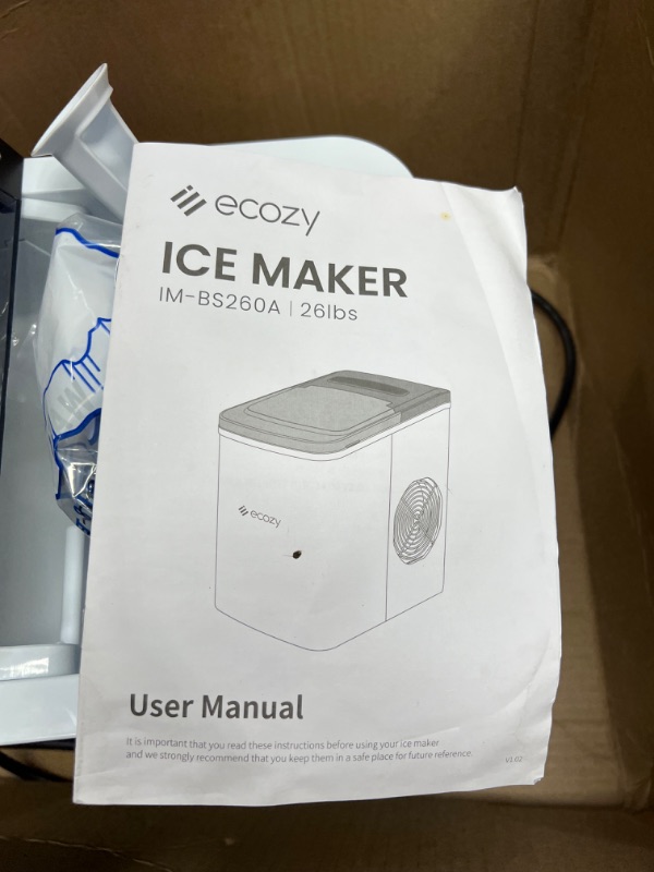 Photo 4 of (READ FULL POST) ecozy Portable Ice Maker Countertop, 9 Cubes Ready in 6 Mins, 26 lbs in 24 Hours, Self-Cleaning Ice Maker Machine with Ice Bags/Standing Ice Scoop/Ice Basket for Kitchen Office Bar Party, Black