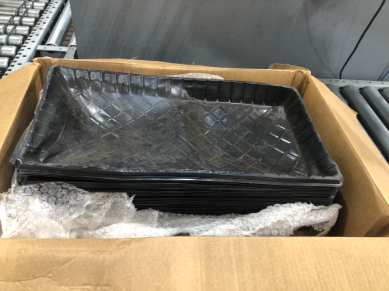 Photo 1 of 100 Pcs Plant Growing Trays Garden Seed Starter Grow Trays No Drain Hole 21x11x2 Inch Black Propagation Tray for Indoor Plastic Container for Flowers Wheatgrass Seed Starter Sprouts Microgreens