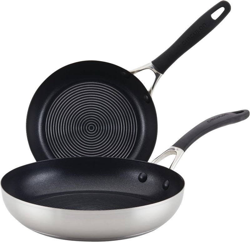 Photo 1 of Circulon Stainless Steel Frying Pan/Skillet Set with SteelShield Hybrid Stainless and Nonstick Technology