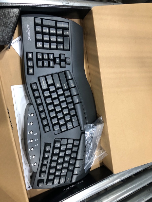 Photo 3 of Perixx Periboard-612 Wireless Ergonomic Split Keyboard with Dual Mode 2.4G and Bluetooth Feature, Compatible with Windows 10 and Mac OS X System, Black, US English Layout, (11354) Wireless Black Keyboard