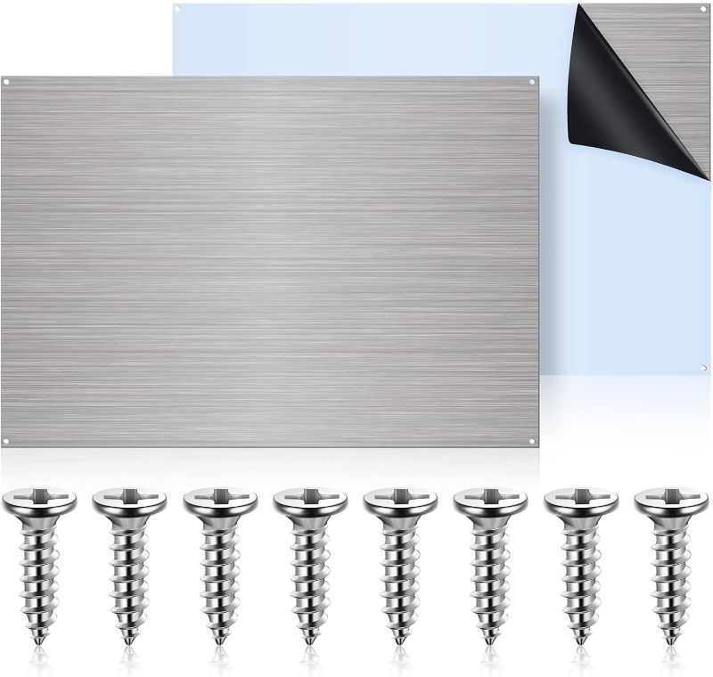 Photo 1 of 2 Pieces Stainless Steel Backsplash Panel Double Sided Metal Sheet Backsplash Behind Stove 24 x 30 Inch Range Hood Wall Shield