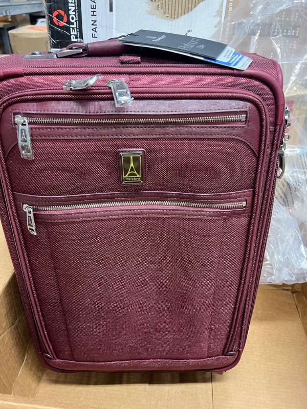 Photo 2 of Travelpro Platinum Elite Softside Expandable Luggage, 2 Wheel Upright Suitcase, USB Port, Men and Women, Bordeaux, Carry-On 22-Inch Carry-On 22-Inch Bordeaux