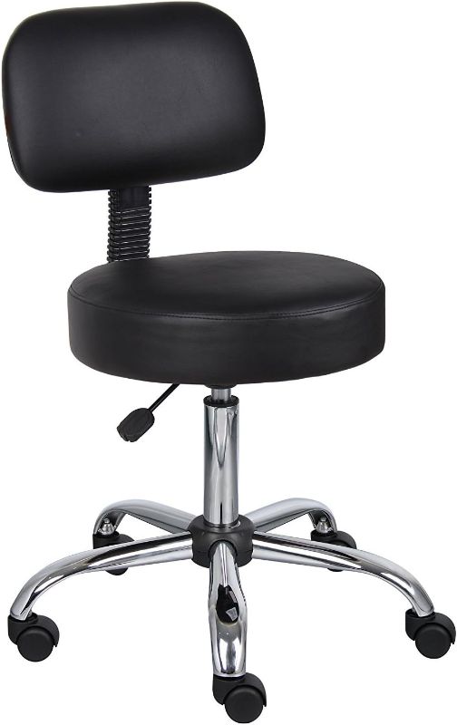 Photo 1 of Commercial Grade Black Vinyl Medical Dental Tattoo Salon Stool with Back (all black )
