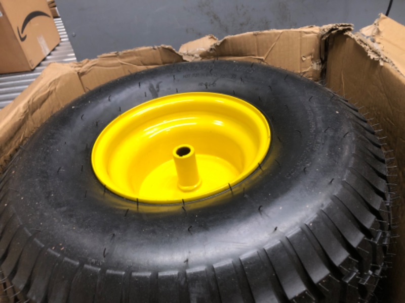 Photo 2 of 2PCS 20x8.00-8 Lawn Mower Tires with Rim,20x8x8 Lawn Tractor Tires,20x8.00-8nhs Tires for Lawn Garden Tractors,4 Ply Tubeless,3.5" Offset Hub,3/4" Bushing with 3/16" Keyway,965lbs Capacity 20x8.00-8 Tires with Rim