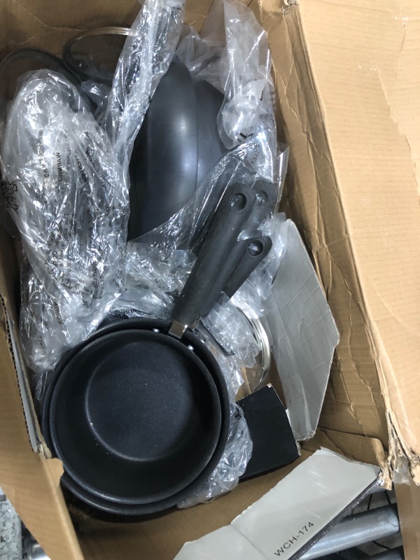 Photo 2 of **MISSING SOME ITEMS**   T-fal Ultimate Hard Anodized Nonstick 12 Piece Cookware Set, Dishwasher Safe Pots and Pans Set, Black 12-Piece Hard Anodized Nonstick