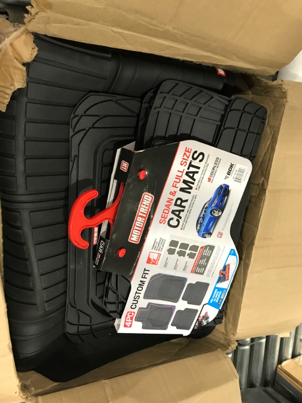 Photo 1 of Motor Trend Flextough Semi-Custom Fit Car Floor Mats for Coupe Sedan Van SUV & Truck - Heavy Duty Rubber Floor Liners 4 Pieces Set - Trimmable (Black) (MT190)