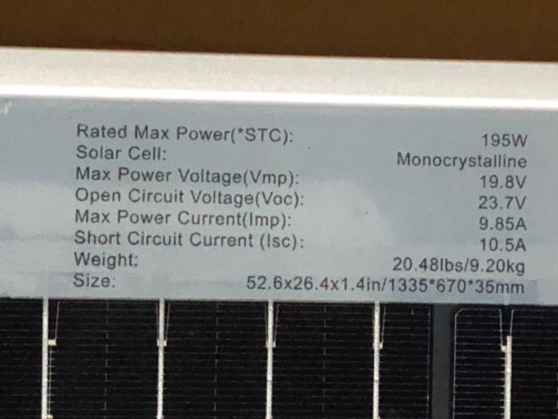 Photo 4 of ***USED - DAMAGED ON SIDE - SEE PICTURES - UNABLE TO TEST***
ECO-WORTHY Bifacial 195 Watt 12 Volt Solar Panel Monocrystalline Rigid High-Efficiency PV Module