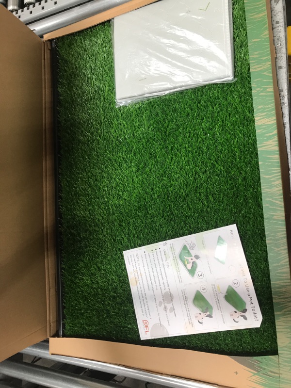 Photo 2 of Dog Grass Large Patch Potty, Artificial Dog Grass Bathroom Turf for Pet Training, Washable Puppy Pee Pad, Perfect Indoor/Outdoor Portable Potty Pet Loo Potty system-35"X22.6"