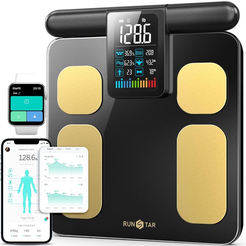 Photo 1 of (READ FULL POST) Scale for Body Weight and Fat Percentage, 8 Electrodes High Precision Digital Scale for BMI 20 Body Composition Measurement, Bathroom Smart Scales with Large Color Display FSA or HSA Eligible