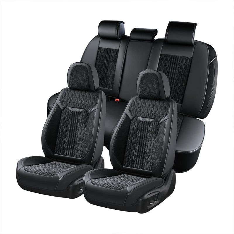 Photo 1 of Coverado Seat Covers Full Set, 5 Seats Fit for Most Vehicles Suvs, Black & Red, Full Set