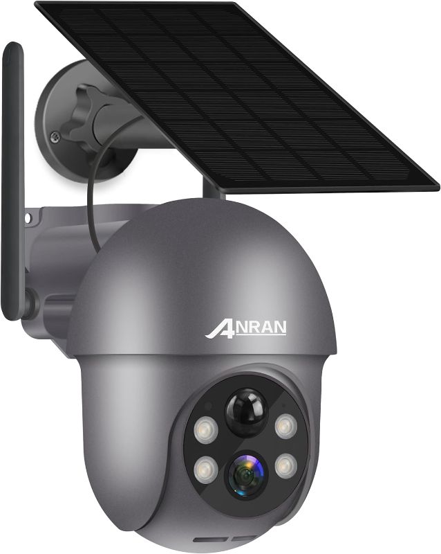 Photo 1 of ANRAN Security Camera Wireless Outdoor with 360° View, 2K Solar Outdoor Camera with Smart Siren, Spotlights, Color Night Vision, PIR Human Detection, Pan Tilt Control, 2-Way Talk, IP65, Q1 Grey
