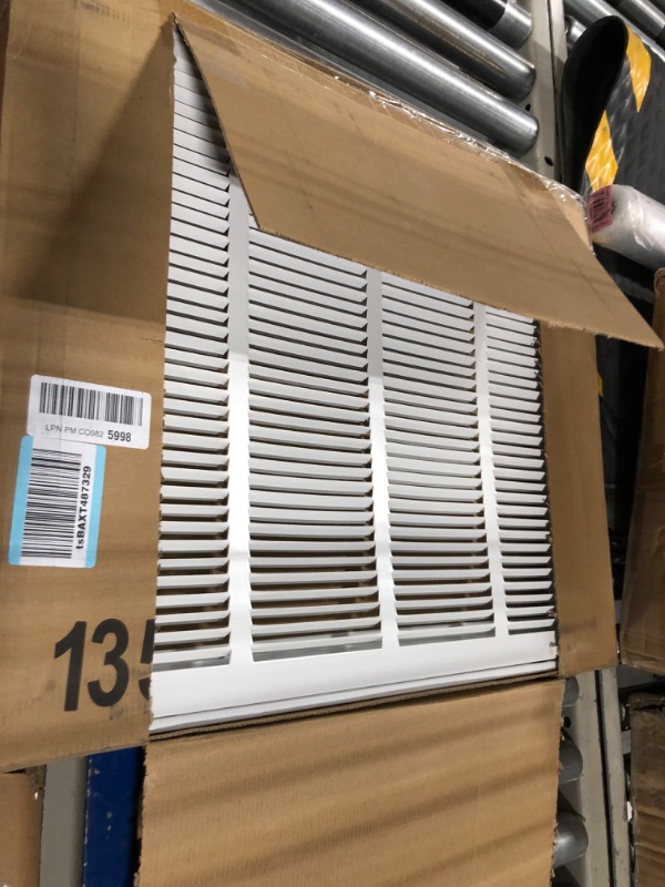 Photo 3 of 14" X 14" Steel Return Air Filter Grille for 1" Filter - Easy Plastic Tabs for Removable Face/Door - HVAC DUCT COVER - Flat Stamped Face -White [Outer Dimensions: 15.75w X 15.75h]

