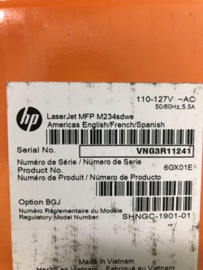 Photo 1 of HP LaserJet MFP M234sdwe Wireless Black and White All-in-One Printer with built-in Ethernet & fast 2-sided printing, HP+ and bonus 6 months Instant Ink (6GX01E)