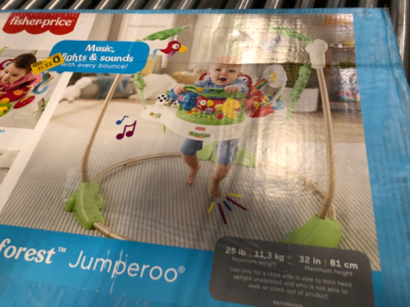 Photo 3 of Fisher-Price Baby Bouncer Rainforest Jumperoo Activity Center with Music Lights Sounds and Developmental Toys
