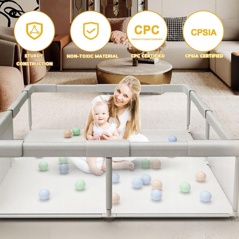 Photo 1 of Baby Playpen Play Pens for Babies and Toddlers Baby Fence Baby Play Yards for Indoor & Outdoor with Breathable Mesh Anti-Fall Playpen
