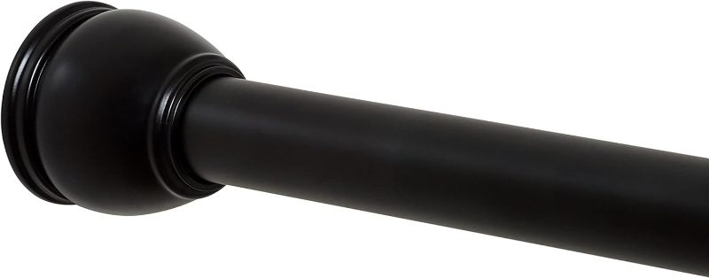 Photo 1 of Zenna Home NeverRust Adjustable Tension Rustproof Curtain Rod, Fits Most Showers, 26-76 Inches, Matte Black
