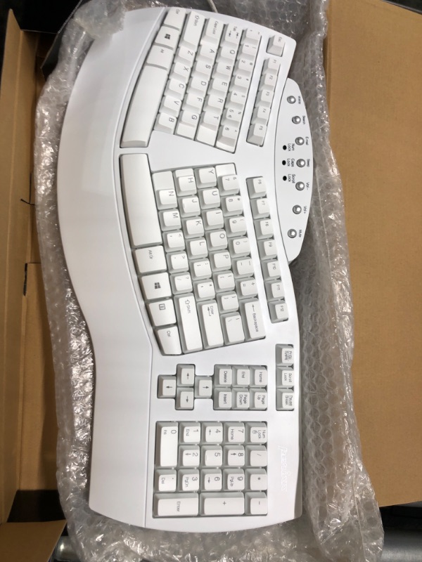 Photo 4 of Perixx PERIBOARD-512W Periboard-512 Ergonomic Split Keyboard - Natural Ergonomic Design - White - Bulky Size 19.09"X9.29"X1.73", US English Layout Wired White Keyboard