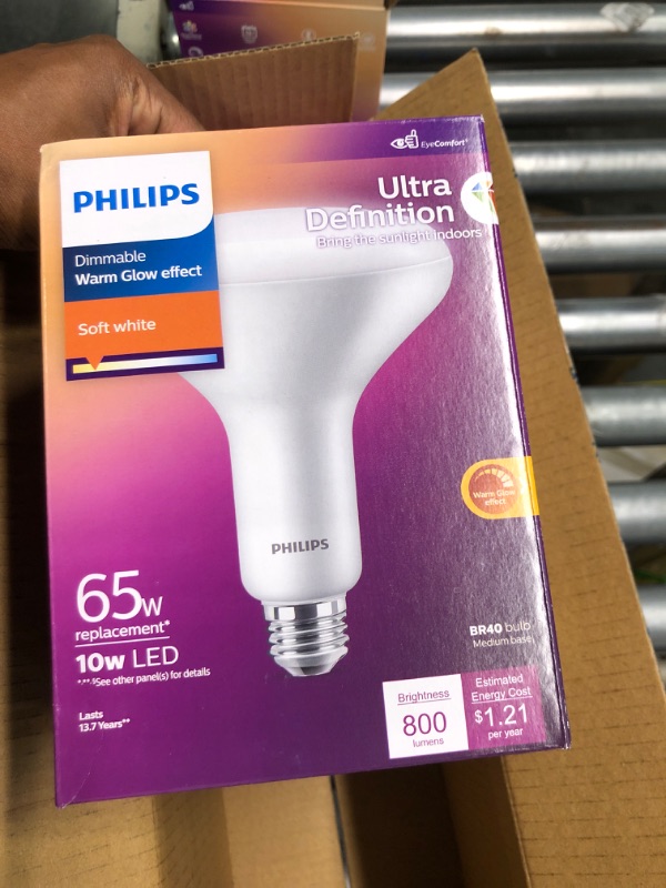 Photo 2 of 65-Watt Equivalent BR40 Ultra Definition Dimmable E26 LED Light Bulb Soft White with Warm Glow 2700K (1-Pack)