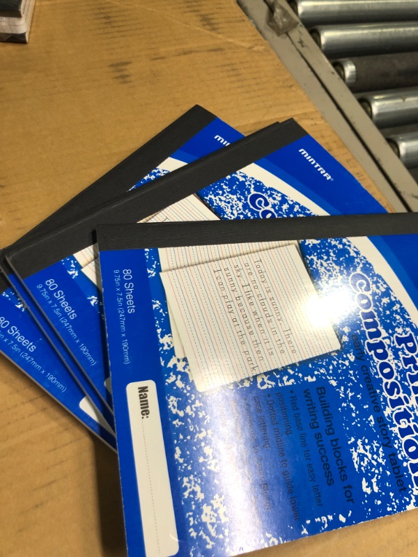 Photo 1 of Mintra Primary Composition Notebook (Full Sheet) (4 Pack, Blue Only) 4 Pack Blue Only