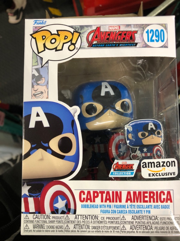 Photo 2 of Funko Pop! & Pin: The Avengers: Earth's Mightiest Heroes - 60th Anniversary, Captain America with Pin, Amazon Exclusive