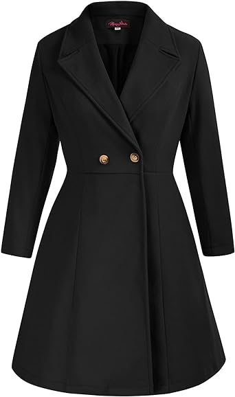Photo 1 of Hanna Nikole Women's Plus Size Wool Dress Coat Double Breasted Pea Coats Long Trench Coat

