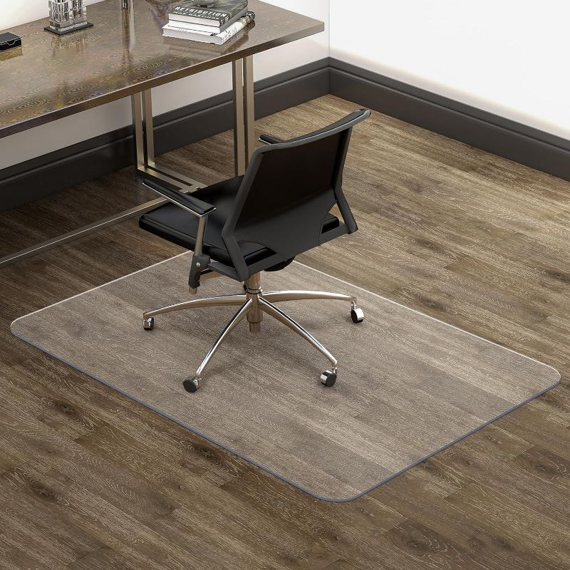 Photo 1 of Chair Mat for Hardwood Floor, 48" x 36" Clear Floor Protector for Rolling Chair, Easy Glide Plastic Floor Mat for Office Chair, Anti-Slip Desk Chair Mat for Home Office Easy Clean Flat Without Curling
