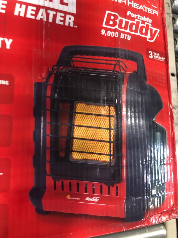 Photo 3 of Mr. Heater F232000 MH9BX Buddy 4,000-9,000-BTU Indoor-Safe Portable Propane Radiant Heater, Red-Black
